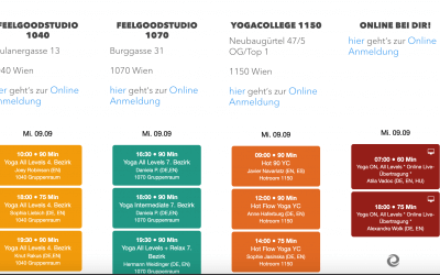 Our Schedule : 3 Studios + Online